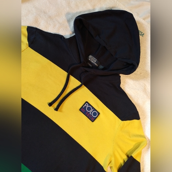 POLO Ralph Lauren HI TECH striped T-Shirt Hoodie - NWOT - Classic MENS Medium - Picture 4 of 14